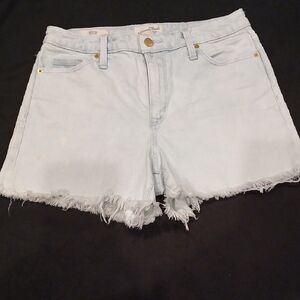 Mudd Light Blue Frayed Hem Jean Shorts